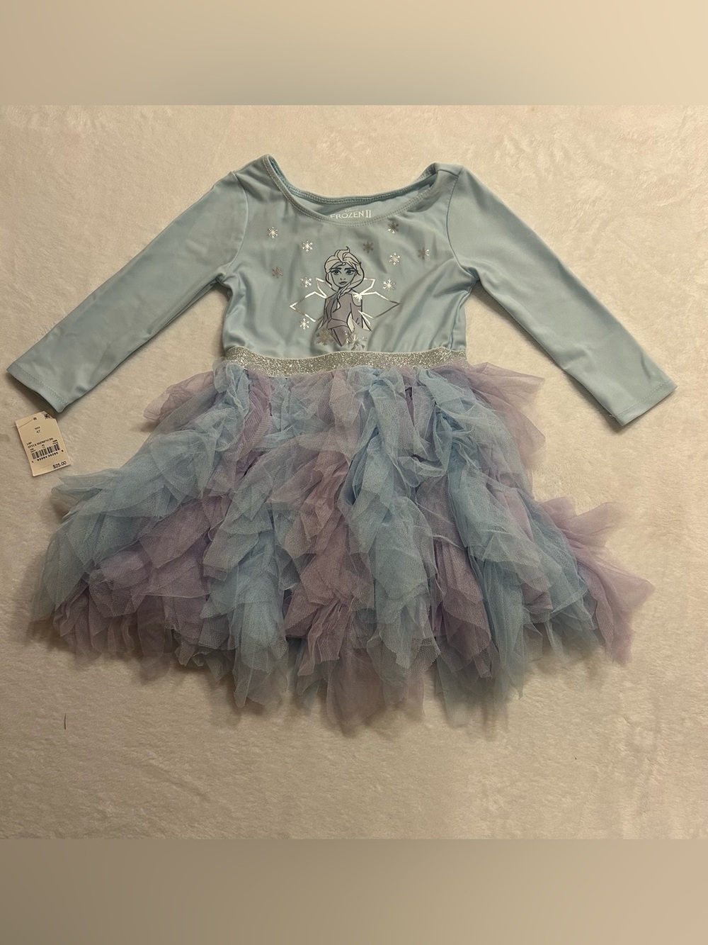 NWT Disney Frozen 2 Elsa Girls 4T Fit& Flare Long Sleeve Tulle Dress Blue/Purple